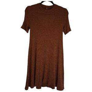 American Eagle Rust Brown Ribbed Knit Mini Dress Size XS